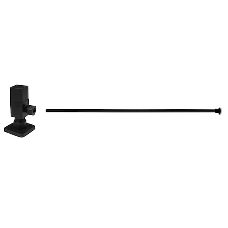 Westbrass 20" Flat Head Toilet Supply Kit with Square Handle 1/4-Turn Angle Stop, Matte Black D105QST-62
